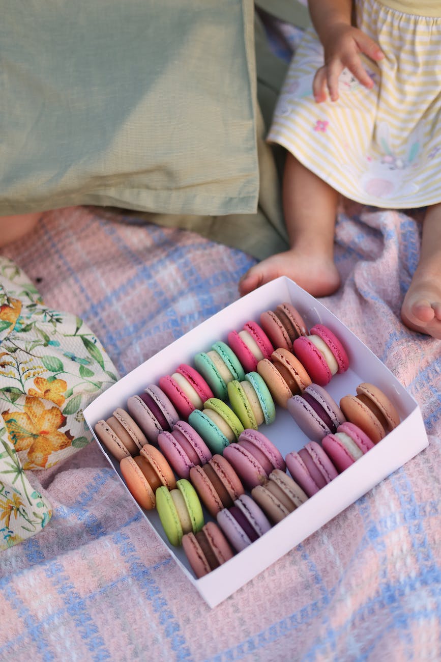 box of colorful cookies